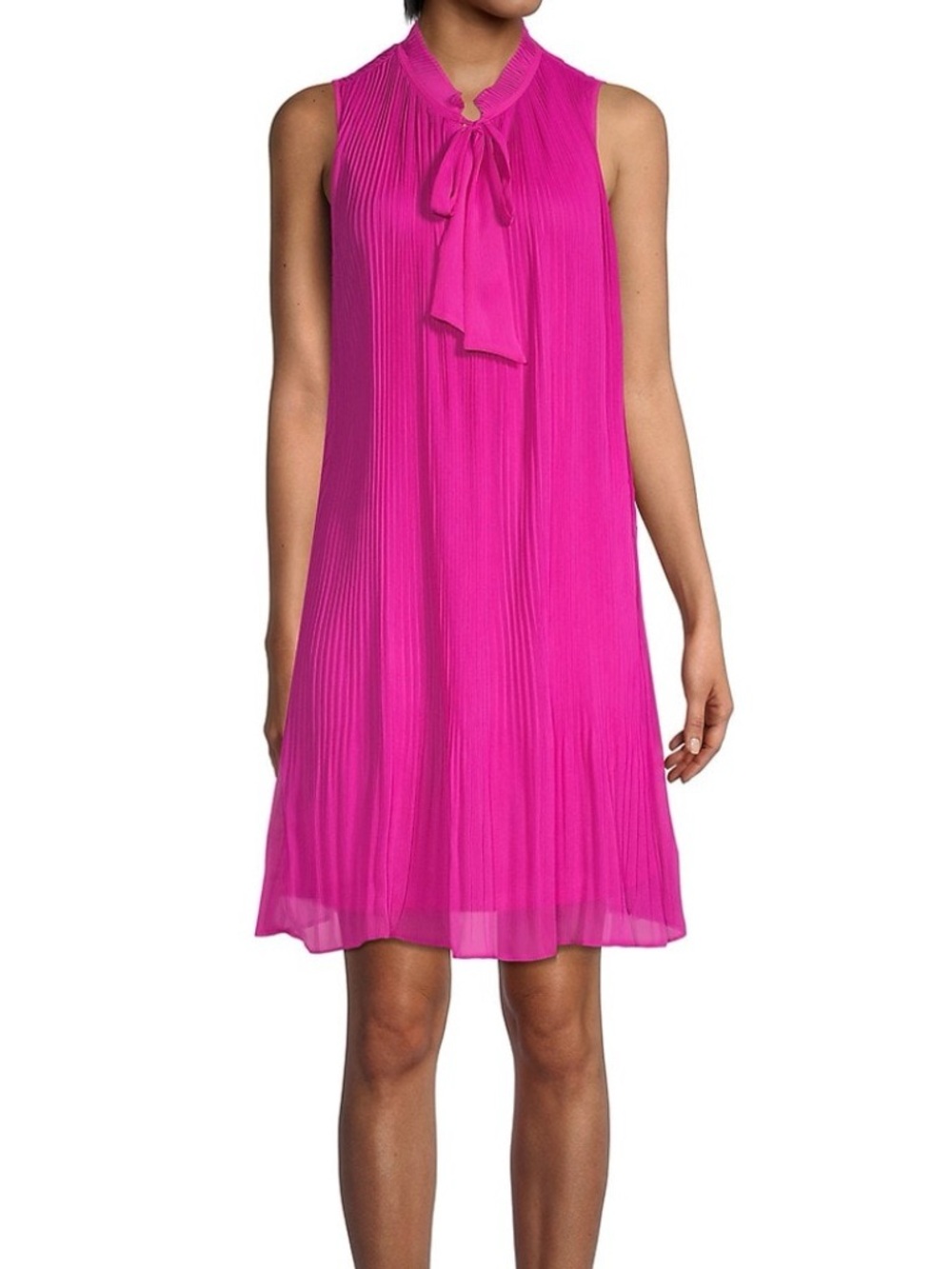 NWT: DKNY Sleeveless Pleated Midi Dress - Fuchsia